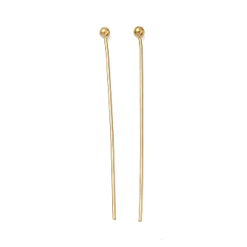 304 Stainless Steel Head Pins, Ion Plating(IP), Real 18K Gold Plated, 34.5mm