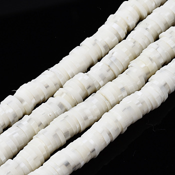 Handmade Polymer Clay Beads Strands, for DIY Jewelry Crafts Supplies, Heishi Beads, Disc/Flat Round, Linen, 6x0.5~1mm, Hole: 1.8mm, about 320~447pcs/strand, 15.75 inch~16.14 inch(40~41cm)