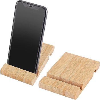 Bamboo Mobile Phone Holders, Rectangle, BurlyWood, 12.3x8.1x1.6cm