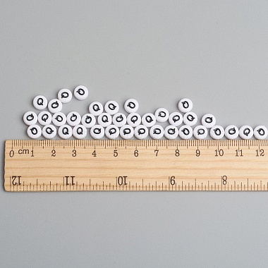 Flat Round with Letter Q Acrylic Beads(X-PL37C9070-Q)-3