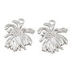 304 Stainless Steel Pendants, Chrysanthemum Charms, Long-Lasting Plated, Platinum, 27.5x24x1.5mm, Hole: 3mm(SA-CBA0F84-06P)