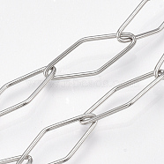 304 Stainless Steel Cross Chains, Soldered, Rhombus, Stainless Steel Color, 20x8x1mm(STAS-T045-01)