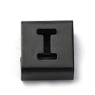 Ion Plating(IP) 304 Stainless Steel Square Slide Charms, Black, Letter I, 9x8x4mm, Hole: 3.5x8.5mm(STAS-L132-03I-B)