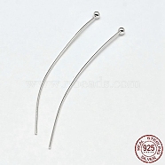 925 Sterling Silver Ball Head Pins, Silver, 30x0.7mm(21 Gauge), Ball: 2mm, about 115pcs/20g(STER-F018-03J)