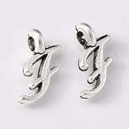 Tibetan Style Alloy Charms, Cadmium Free & Lead Free, Antique Silver, Letter.F, F: 10.5x5x1.5mm, Hole: 1.8mm(TIBEP-R361-01F-AS-RS)