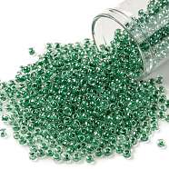 TOHO Round Seed Beads, Japanese Seed Beads, (343) Crystal Lined Jade, 8/0, 3mm, Hole: 1mm, about 222pcs/10g(X-SEED-TR08-0343)