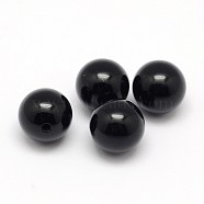 Natural Black Onyx Beads, Half Drilled, Round, Dyed & Heated, 10mm, Hole: 1.5mm(G-D708-10mm)