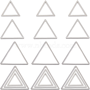 60Pcs 3 Sizes 304 Stainless Steel Linking Ring, Triangle, Stainless Steel Color, 13.5~20x12~22.5x0.8mm, 20pcs/size(STAS-SC0007-45)