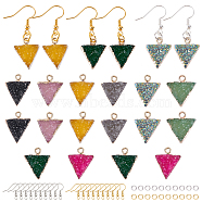 Nbeads DIY Dangle Earring Making Kits, 20Pcs 5 Colors Triangle Druzy Resin Pendants, with Brass Earring Hooks and Jump Rings, Mixed Color, 17~18x15.5x6mm, 5pcs/color(DIY-NB0001-77)