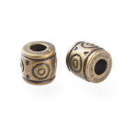 Tibetan Style Beads, Zinc Alloy, Cadmium Free & Nickel Free & Lead Free, Column, Antique Bronze, 6x6.5mm, Hole: 2~3mm.(MLF0089Y-NF)