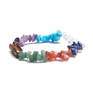 Natural & Synthetic Mixed Stone Chips Beads Stretch Bracelet, 7 Chakra Bracelet for Women, Inner Diameter: 1-7/8~2 inch(4.8~5cm)(BJEW-AL00003-20)