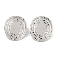 304 Stainless Steel Stud Earring Finding, for Women, Oval, Stainless Steel Color, Tray: 15.5x11.5mm, 26.5x30.5mm(EJEW-U022-06P)