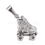 304 Stainless Steel Pendants, Roller Skate, Stainless Steel Color, 3/4x5/8x1/4 inch(19x14.5x6.5mm)(X-STAS-H110-07AS)