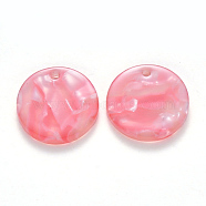 Cellulose Acetate(Resin) Pendants, Flat Round, Light Coral, 17x3mm, Hole: 1.2mm(KY-S161-018A-02)