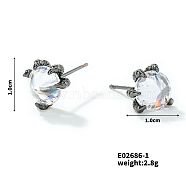 Exquisite Dragon Claw Crystal Zircon Stud Earrings Unique Ethnic Fashion Jewelry, Antique Silver, 10x10mm(RW5746-1)