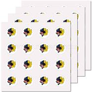 8 Sheets Independence Day Plastic Waterproof Self-Adhesive Picture Stickers, Round Dot Cartoon Decals for Kid's Art Craft, Flower, 150x150mm, Sticker: 25mm(DIY-WH0428-034)