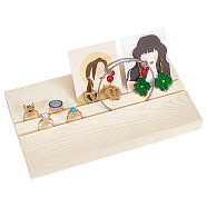 2 Slots Rectangle Wood Earring Display Card Stands, Tabletop Jewelry Organizer Holder for Earring Storage, Cornsilk, 22x12x1.9cm, Slot: 0.3cm(EDIS-WH0031-19)
