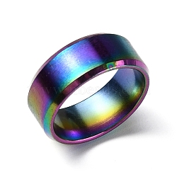 Titanium Steel Wide Band Finger Rings for Women Men, Plain Band Rings, Rainbow Color, 8mm, Inner Diameter: US Size 6 3/4(17.1mm)(RJEW-WH0009-13B-M)