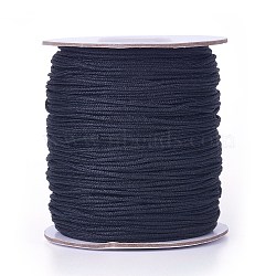 Nylon Braided Cord, Chinese Knotting Cord for Beading Jewelry Making Macrame Craft, Black, 1.5mm, about 140yards/roll(NWIR-G002-2)