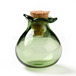 Lucky Bag Shape Glass Cork Bottles Ornament, Glass Empty Wishing Bottles, DIY Vials for Pendant Decorations, Dark Green, 2.5cm(AJEW-A039-02G)