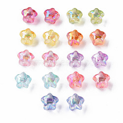 1-Hole Transparent Acrylic Buttons, AB Color Plated, Star, Mixed Color, 13.5x14x11.5mm, Hole: 2.5mm, about 900pcs/500g(MACR-S373-129-C)