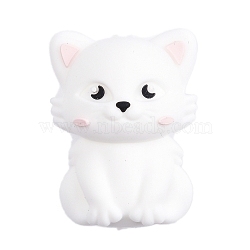 Silicone Beads, Cat Shape, White, 28x20.5x16.5mm, Hole: 2mm(SIL-S010-04A)