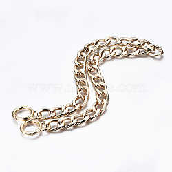 Bag Chains Straps, Aluminum Curb Link Chains, with Alloy Spring Gate Ring, for Bag Replacement Accessories, Light Gold, 660x19mm(FIND-Q089-002LG)