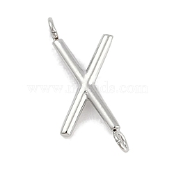 304 Stainless Steel Letter Connector Charms, Stainless Steel Color, Letter X, 12x5x2mm, Hole: 1.2mm(STAS-M108-01P-24)