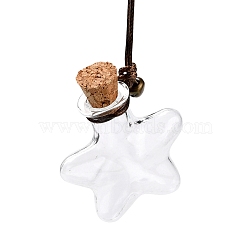 Star-shaped Glass Cork Bottles Ornament, with Waxed Cord & Iron Bell, Glass Empty Wishing Bottles, DIY Vials for Pendant Decorations, Clear, 20.3cm, Capacity: 6ml(0.20fl. oz)(GLAA-D002-10)