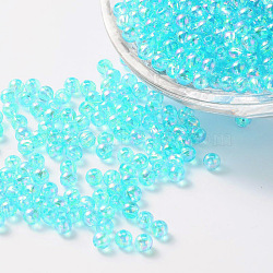 Eco-Friendly Transparent Acrylic Beads, Round, AB Color, Cyan, 12mm, Hole: 2mm, about 560pcs/500g(PL736-7)