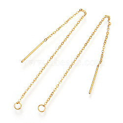 304 Stainless Steel Stud Earring Findings, Ear Threads, Golden, 98x0.5mm, Pin: 0.8mm(X-STAS-S070-G)