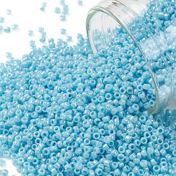 TOHO Round Seed Beads, Japanese Seed Beads, (403) Opaque AB Blue Turquoise, 15/0, 1.5mm, Hole: 0.7mm, about 3000pcs/bottle, 10g/bottle