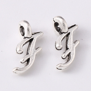 Tibetan Style Alloy Charms, Cadmium Free & Lead Free, Antique Silver, Letter.F, F: 10.5x5x1.5mm, Hole: 1.8mm