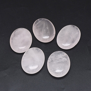 Natural Rose Quartz Oval Palm Stone, Reiki Healing Pocket Stone for Anxiety Stress Relief Therapy, 44~45x33~34x9~12mm