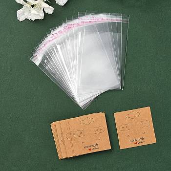 30Pcs Square Paper Earring Display Cards, Jewelry Display Card for Earring Showing, with 30Pcs OPP Cellophane Bags, Peru, Card: 5x5cm