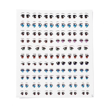 Water Transfer Eyes Stickers, for Middle Clay Doll Model Face, Eye Pattern, 15.1x13.2x0.03cm