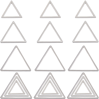 60Pcs 3 Sizes 304 Stainless Steel Linking Ring, Triangle, Stainless Steel Color, 13.5~20x12~22.5x0.8mm, 20pcs/size
