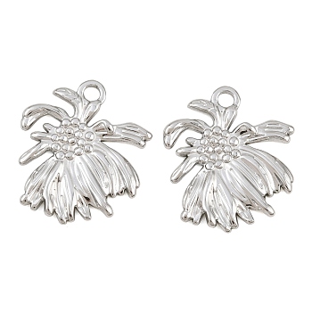 304 Stainless Steel Pendants, Chrysanthemum Charms, Long-Lasting Plated, Platinum, 27.5x24x1.5mm, Hole: 3mm