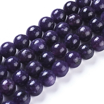 Natural Lepidolite/Purple Mica Stone Beads Strands, Round, 8mm, Hole: 1.2mm, about 47pcs/strand, 15.55 inch(39.5cm)