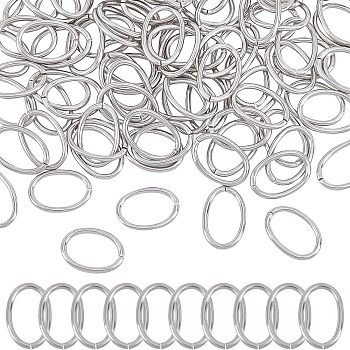 304 Stainless Steel Jump Rings, Open Jump Rings, Oval, Stainless Steel Color, 13x9x1.2mm, 16 Gauge, Inner Diameter: 10.5x6.5mm