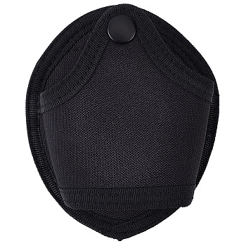 Polyester Tactical Waist Pouches, Handcuff Holster, with Zinc Alloy Snap Button, Black, 125x103x33mm, Inner Diameter: 80mm