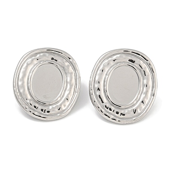 304 Stainless Steel Stud Earring Finding, for Women, Oval, Stainless Steel Color, Tray: 15.5x11.5mm, 26.5x30.5mm