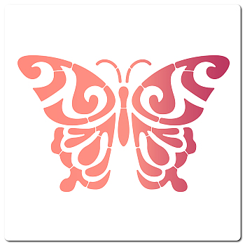 PET Plastic Drawing Painting Stencils Templates, Square, White, Butterfly Pattern, 30x30cm