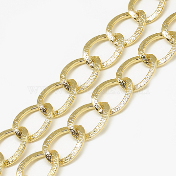 Unwelded Aluminum Curb Chains, Light Gold, 20x15.5x3x1.5mm(X-CHA-S001-106)