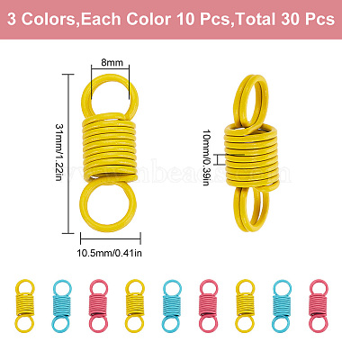 30Pcs 3 Colors Spray Painted Carbon Steel Spring Double-hole Connector Charms(FIND-GO0001-34)-2