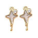 304 Stainless Steel Enamel Pendants, with Crystal Rhinestone, Star Charms, Ion Plating(IP), Real 18K Gold Plated, 22x11.5x3mm, Hole: 1.5mm(SA-CBAD609-03G)
