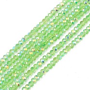 Transparent Electroplate Glass Beads Strands, Faceted, Rondelle, AB Color Plated, Lime, 4~4.5x3~3.5mm, Hole: 0.8mm, about 150~152pcs/strand, 17.91~19.69 inch(45.5~50cm)(EGLA-F156-AB05)