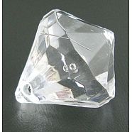Faceted Diamond Transparent Acrylic Pendants, Clear, 15x16mm, Hole: 1mm, about 260pcs/500g(DB15x16mmC01)