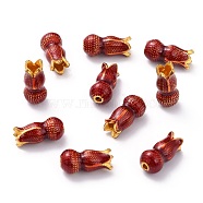 Golden Plated Alloy Beads, with Enamel, Flower, Red, 16x7.5mm, Hole: 1.8mm(ENAM-L031-Y02-G)