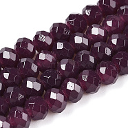 Baking Painted Imitation Jade Glass Bead Strands, Faceted Rondelle, Purple, 6x5mm, Hole: 1.2mm, about 85pcs/strand, 16.73''(42.5cm)(DGLA-A034-J6MM-A02)